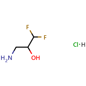 Chemical structure of 3-Amino-1,1-difluoro-2-propanol Hydrochloride , CAS 1785058-84-5, AChemBlock AD240716
