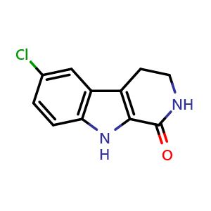 Chemical structure of 6-Chloro-2,3,4,9-tetrahydro-1H-pyrido[3,4-b]indol-1-one , CAS 17952-83-9, AChemBlock AD240727