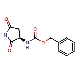 Chemical structure of benzyl N-[(3R)-2,5-dioxopyrrolidin-3-yl]carbamate , CAS 179747-84-3, AChemBlock AD240734