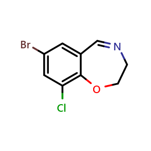 Chemical structure of 7-bromo-9-chloro-2,3-dihydrobenzo[f][1,4]oxazepine , CAS 1799626-43-9, AChemBlock AD240737