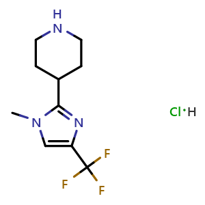 Chemical structure of 4-[1-Methyl-4-(trifluoromethyl)-1h-imidazol-2-yl]piperidine hydrochloride , CAS 1803351-07-6, AChemBlock AD240751