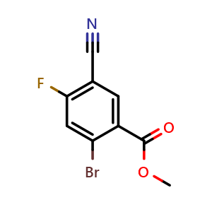 Chemical structure of Methyl 2-bromo-5-cyano-4-fluorobenzoate , CAS 1805187-91-0, AChemBlock AD240767