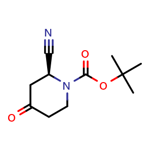 Chemical structure of (S)-tert-Butyl 2-cyano-4-oxopiperidine-1-carboxylate , CAS 1820575-35-6, AChemBlock AD240794