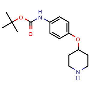 Chemical structure of tert-butyl N-[4-(piperidin-4-yloxy)phenyl]carbamate , CAS 1820604-09-8, AChemBlock AD240795