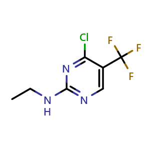 Chemical structure of 4-chloro-N-ethyl-5-(trifluoromethyl)pyrimidin-2-amine , CAS 1823322-84-4, AChemBlock AD240809