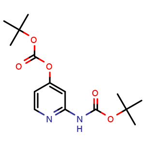 Chemical structure of tert-Butyl 4-(tert-butoxycarbonyloxy)pyridin-2-ylcarbamate , CAS 1823808-67-8, AChemBlock AD240815
