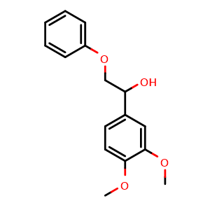 Chemical structure of 1-(3,4-dimethoxyphenyl)-2-phenoxyethan-1-ol , CAS 183303-74-4, AChemBlock AD240834