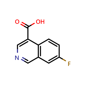 Chemical structure of 7-Fluoroisoquinoline-4-carboxylic acid , CAS 1841081-40-0, AChemBlock AD240836
