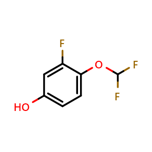 Chemical structure of 4-(difluoromethoxy)-3-fluorophenol , CAS 184162-48-9, AChemBlock AD240838