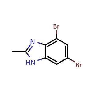 Chemical structure of 4,6-dibromo-2-methyl-1H-1,3-benzodiazole , CAS 1844-42-4, AChemBlock AD240839