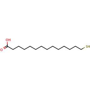 Chemical structure of 14-sulfanyltetradecanoic acid , CAS 184639-68-7, AChemBlock AD240840