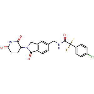 Chemical structure of 2-(4-Chlorophenyl)-N-((2-(2,6-dioxopiperidin-3-yl)-1-oxoisoindolin-5-yl)methyl)-2,2-difluoroacetamide , CAS 1860875-51-9, AChemBlock AD240848