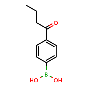 Chemical structure of (4-butyrylphenyl)boronic acid , CAS 186498-24-8, AChemBlock AD240855