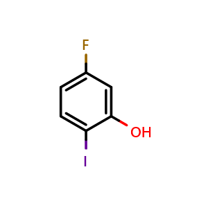 Chemical structure of 5-Fluoro-2-iodo-phenol , CAS 186589-87-7, AChemBlock AD240858