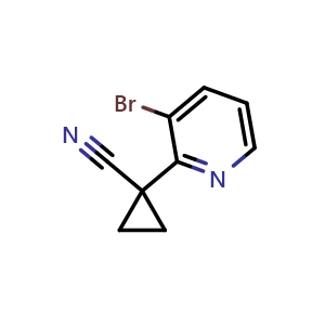 Chemical structure of 1-(3-bromo-2-pyridyl)cyclopropanecarbonitrile , CAS 1876944-81-8, AChemBlock AD240871