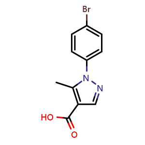 Chemical structure of 1-(4-Bromo-phenyl)-5-methyl-1H-pyrazole-4-carboxylic acid , CAS 187998-44-3, AChemBlock AD240873