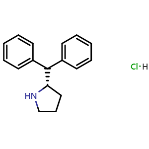 Chemical structure of (2S)-2-(diphenylmethyl)tetrahydropyrrole hydrochloride , CAS 188398-87-0, AChemBlock AD240877