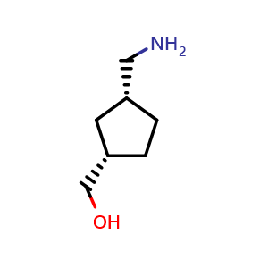 Chemical structure of [(1S,3R)-3-(aminomethyl)cyclopentyl]methanol , CAS 1890165-98-6, AChemBlock AD240882