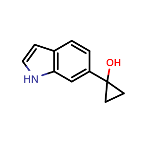 Chemical structure of 1-(1H-indol-6-yl)cyclopropan-1-ol , CAS 1891321-97-3, AChemBlock AD240885