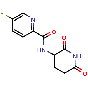 Chemical structure of N-(2,6-dioxohexahydropyridin-3-yl)-5-fluoropyridine-2-carboxamide , CAS 1910957-41-3, AChemBlock AD240904