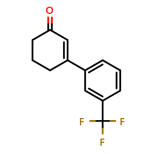 Chemical structure of 3-[3-(Trifluoromethyl)phenyl]-2-cyclohexen-1-one , CAS 191112-25-1, AChemBlock AD240905