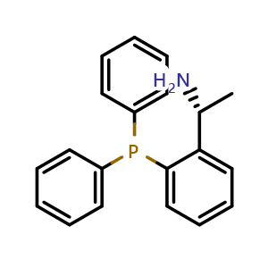Chemical structure of (1R)-1-[2-(diphenylphosphanyl)phenyl]ethan-1-amine , CAS 192057-60-6, AChemBlock AD240912