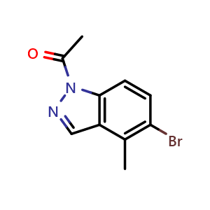 Chemical structure of 1-(5-bromo-4-methylindazol-1-yl)ethan-1-one , CAS 1935905-19-3, AChemBlock AD240937