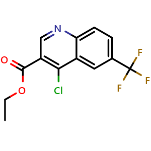 Chemical structure of 4-Chloro-6-trifluoromethyl-quinoline-3-carboxylic acid ethyl ester , CAS 193827-69-9, AChemBlock AD240946