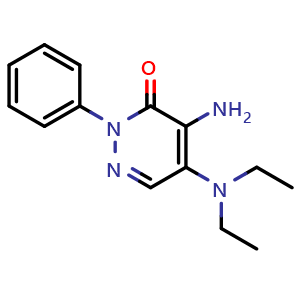 Chemical structure of 4-amino-5-(diethylamino)-2-phenyl-2,3-dihydropyridazin-3-one , CAS 194016-09-6, AChemBlock AD240951