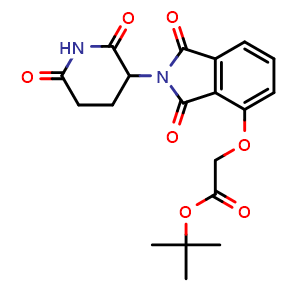Chemical structure of tert-Butyl 2-{[2-(2,6-dioxopiperidin-3-yl)-1,3-dioxo-2,3-dihydro-1H-isoindol-4-yl]oxy}acetate , CAS 1950635-36-5, AChemBlock AD240961