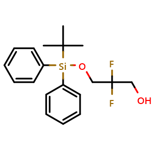 Chemical structure of 2,2-difluoro-3-{[(2-methylprop-2-yl)diphenylsilyl]oxy}propan-1-ol , CAS 1953133-33-9, AChemBlock AD240963