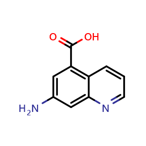 Chemical structure of 7-aminoquinoline-5-carboxylic acid , CAS 1956341-10-8, AChemBlock AD240972