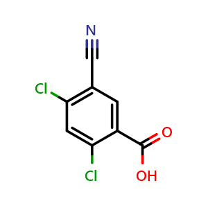 Chemical structure of 2,4-dichloro-5-cyanobenzoic acid , CAS 19861-64-4, AChemBlock AD240990