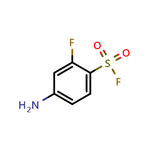Chemical structure of 4-amino-2-fluorobenzene-1-sulfonyl fluoride , CAS 1989659-91-7, AChemBlock AD240992