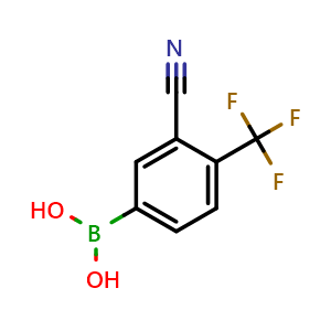 Chemical structure of 3-Cyano-4-(trifluoromethyl)phenylboronic acid , CAS 2016766-76-8, AChemBlock AD241012