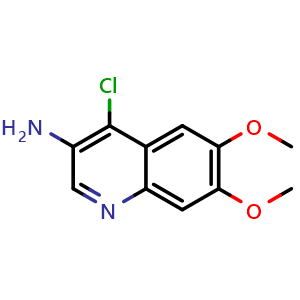 Chemical structure of 4-Chloro-6,7-dimethoxyquinolin-3-amine , CAS 205448-45-9, AChemBlock AD241038