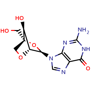 Chemical structure of 2'-O,4'-C-Methyleneguanosine , CAS 207131-16-6, AChemBlock AD241053