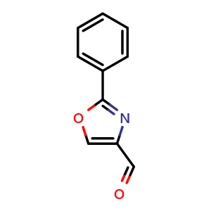 Chemical structure of 2-phenyl-1,3-oxazole-4-carbaldehyde , CAS 20771-08-8, AChemBlock AD241059