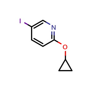 Chemical structure of 2-Cyclopropoxy-5-iodopyridine , CAS 2089310-96-1, AChemBlock AD241068
