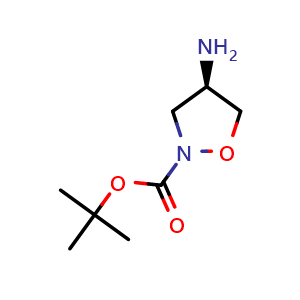Chemical structure of (R)-tert-Butyl 4-aminoisoxazolidine-2-carboxylate , CAS 2089610-73-9, AChemBlock AD241072