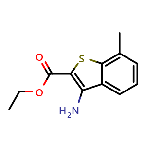 Chemical structure of ethyl 3-amino-7-methyl-1-benzothiophene-2-carboxylate , CAS 2092140-45-7, AChemBlock AD241081