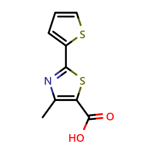 Chemical structure of 4-Methyl-2-(2-thienyl)-1,3-thiazole-5-carboxylic acid , CAS 209540-08-9, AChemBlock AD241089