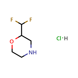 Chemical structure of 2-(Difluoromethyl)morpholine hydrochloride , CAS 2095408-94-7, AChemBlock AD241090