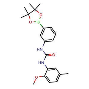 Chemical structure of 1-(2-methoxy-5-methylphenyl)-3-[3-(tetramethyl-1,3,2-dioxaborolan-2-yl)phenyl]urea , CAS 2096996-78-8, AChemBlock AD241112