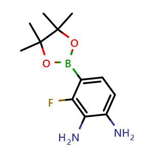 Chemical structure of 3-fluoro-4-(4,4,5,5-tetramethyl-1,3,2-dioxaborolan-2-yl)benzene-1,2-diamine , CAS 2101934-13-6, AChemBlock AD241118