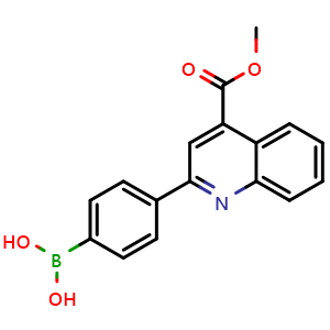 Chemical structure of {4-[4-(methoxycarbonyl)quinolin-2-yl]phenyl}boronic acid , CAS 2102513-94-8, AChemBlock AD241120