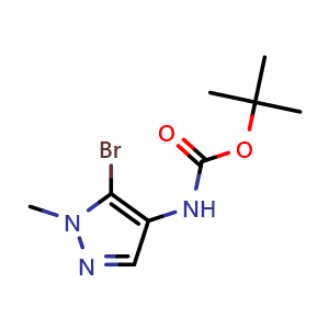 Chemical structure of tert-Butyl (5-bromo-1-methyl-1H-pyrazol-4-yl)carbamate , CAS 2109725-25-7, AChemBlock AD241122