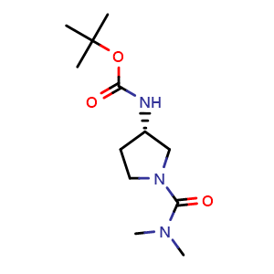 Chemical structure of (S)-3-(Boc-amino)-N,N-dimethylpyrrolidine-1-carboxamide , CAS 2122837-27-6, AChemBlock AD241135