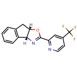 Chemical structure of 2-[(3aR,8aS)-3aH,8H,8aH-indeno[1,2-d][1,3]oxazol-2-yl]-4-(trifluoromethyl)pyridine , CAS 2126903-00-0, AChemBlock AD241136