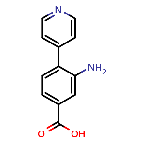 Chemical structure of 3-Amino-4-(4-pyridinyl)benzoic acid , CAS 2138118-95-1, AChemBlock AD241152